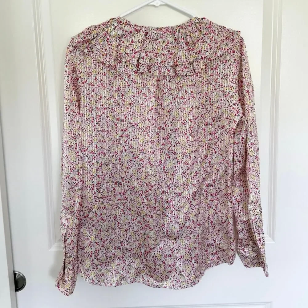 J. Crew Ruffle Viscose Blouse Field Day Small